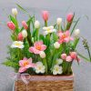 Lẵng Hoa Tulip Hồng Pastel