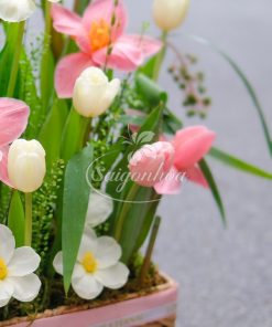 Lẵng Hoa Tulip Hồng Pastel 11 lang hoa tulip hong pastel 4